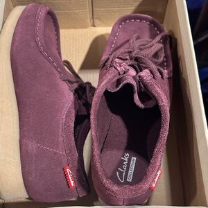 Clarks Maroon Suede Casual Shoes